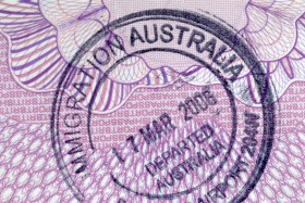 Australian immigration departure passport stamp
