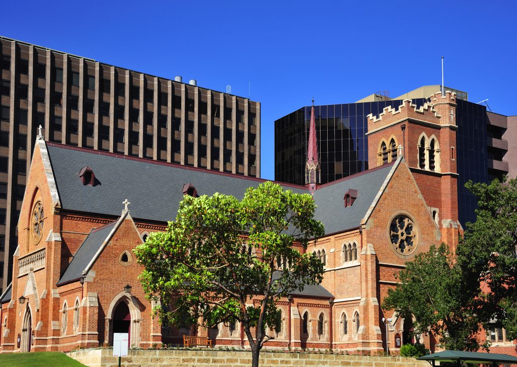 In Australia in the city of Perth View of Georges Cathedral an old building in the street of the same name